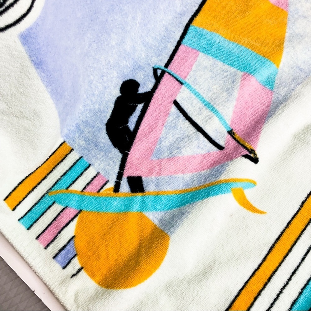 Vintage 90s Ocean Pacific Beach Towel Graphic Stripe